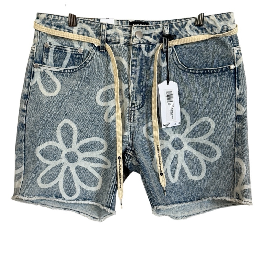 WeSC NWT America Inc Daisy AOP Denim Carpenter Baggy Shorts Men’s Size 32